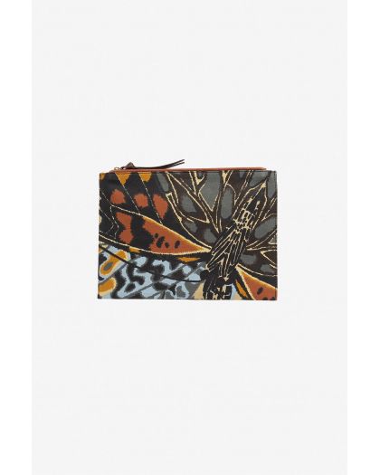 Pochette Papillons Naturel Corps Coton Finitions 100%CuirTaille 27X19 Cm