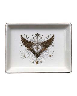 Coupelle Ceram Coeur Ailes Dore 10,8X8,2Cm