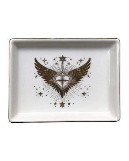 Coupelle Ceram Coeur Ailes Dore 10,8X8,2Cm