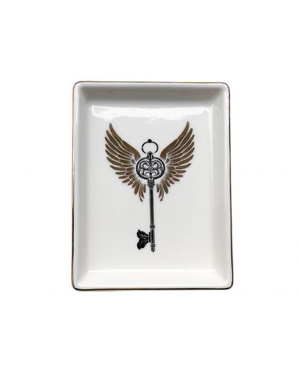 Coupelle Ceram Cle Ailes NoiretDore 10,8X8,2Cm