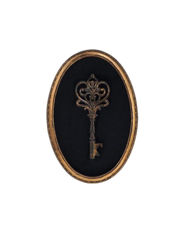 Deco Murale Cle Velours NoiretDore 21,4X31,2Cm