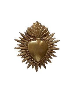 Deco Murale Ex-Voto Coeur Soleil Dore 10X11.2Cm