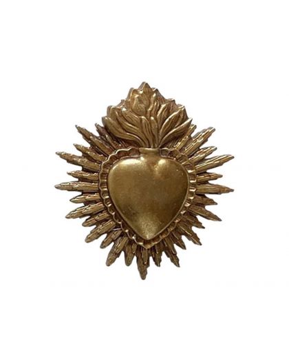 Deco Murale Ex-Voto Coeur Soleil Dore 10X11.2Cm