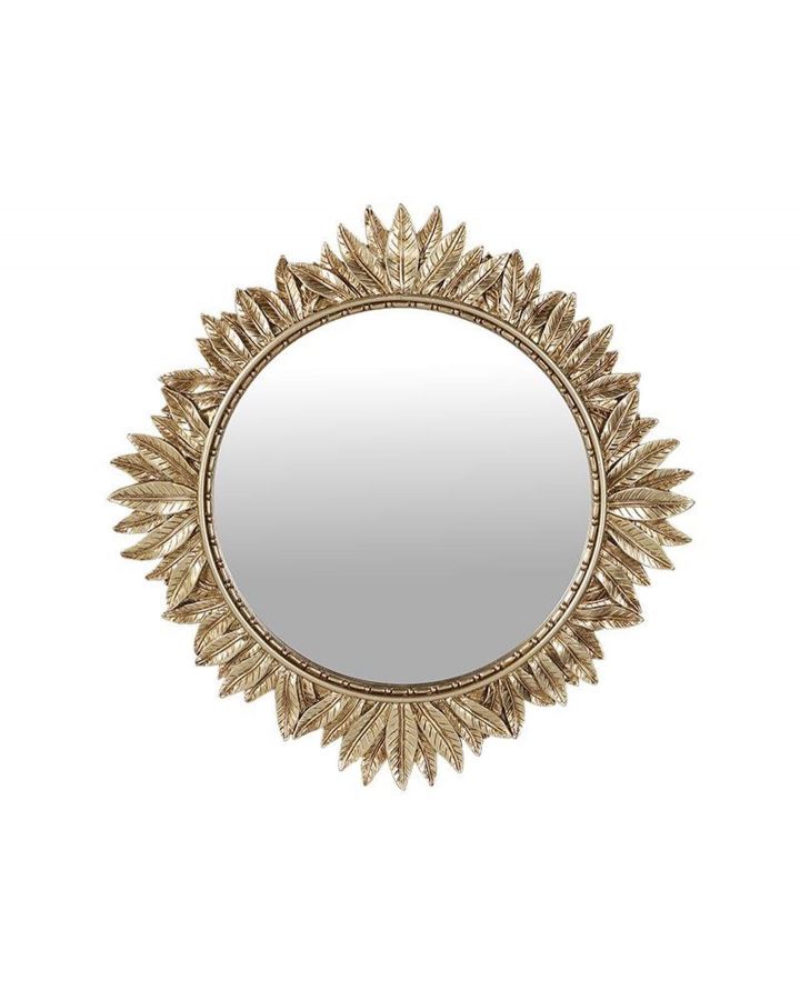 Miroir Soleil Feuilles Dore 27.5Cm Gr Miroir Soleil Feuilles Dore 27.5Cm Gr