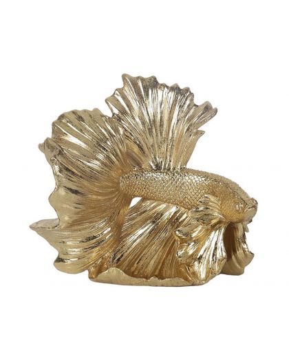Statue Poisson Combattant Dore 19,8X11,9X18Cm St