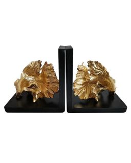 Serre Livres Poisson NoiretDore 25,8X8,5X12,7Cm Sl