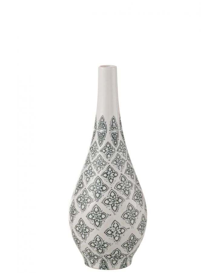 Vase Kousa Poire Porcelaine Bleu/Blanc ,16x16x43cm