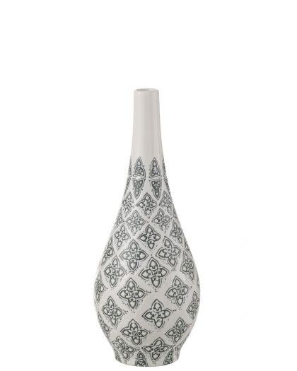 Vase Kousa Poire Porcelaine Bleu/Blanc ,16x16x43cm