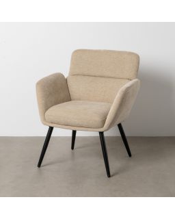Fauteuil Beige Tissu-Métal Salon 69 X 70 X 79 Cm