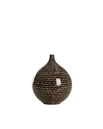 Vase Deco Ø22X25 Cm Elorza Dark Brown+Natural