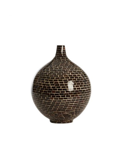 Vase Deco Ø28X35 Cm Elorza Dark Brown+Natural