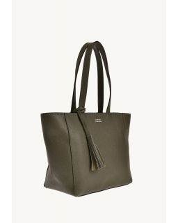 Cabas Parisien Zippé Taille S Kaki Cuir Vachette