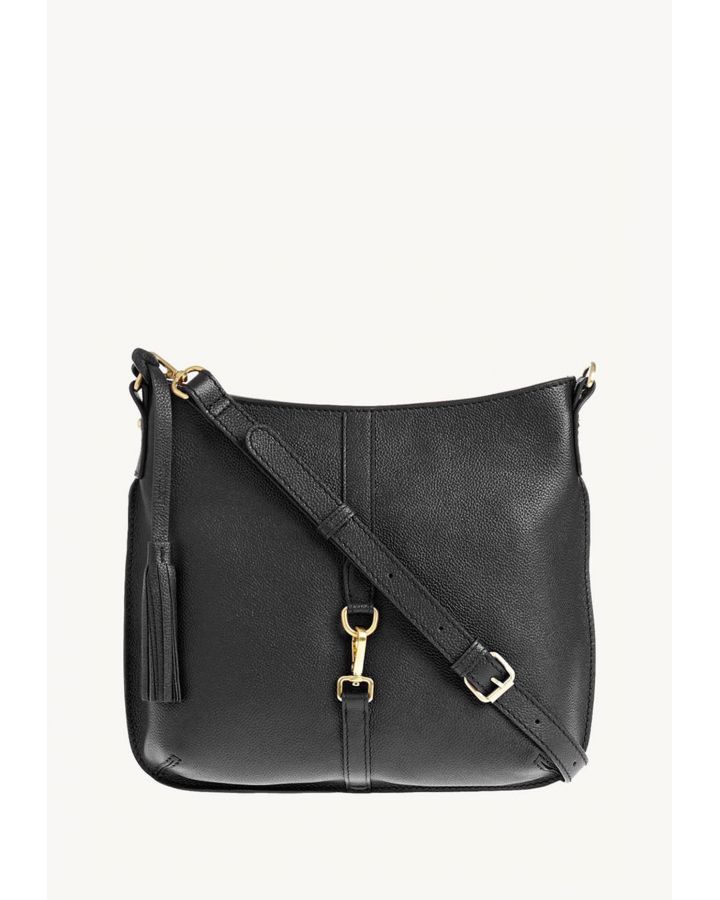 Sac Celia Bandoulière Mousqueton Noir Cuir Vachette