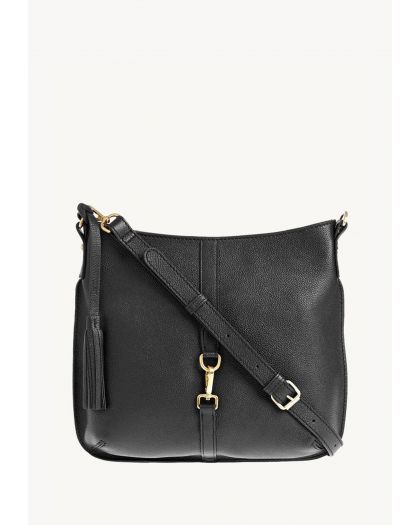 Sac Celia Bandoulière Mousqueton Noir Cuir Vachette
