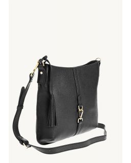 Sac Celia Bandoulière Mousqueton Noir Cuir Vachette