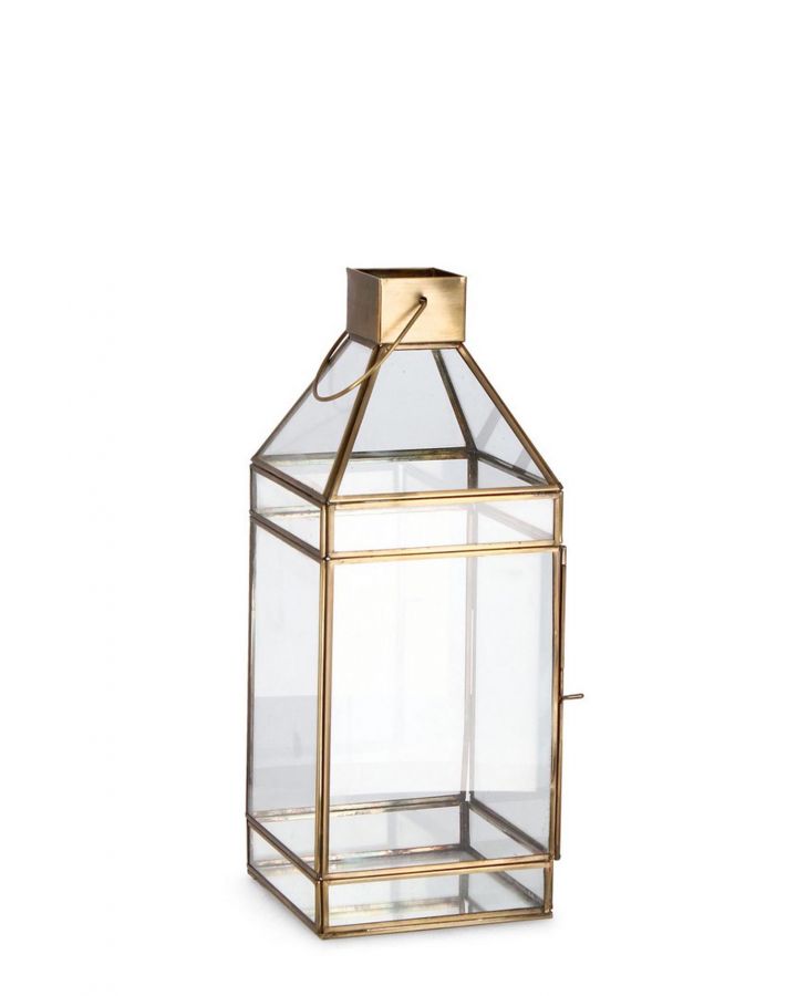 Lanterne Siwan 1P Laiton Trans H42 Taille 16X16X42Hcm