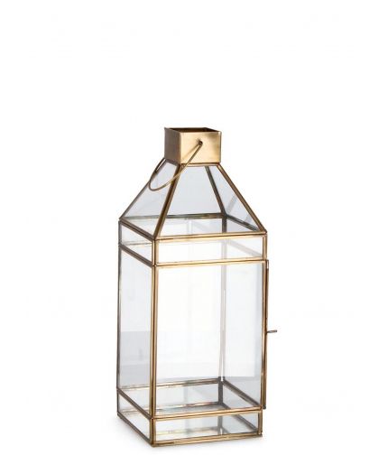 Lanterne Siwan 1P Laiton Trans H42 Taille 16X16X42Hcm