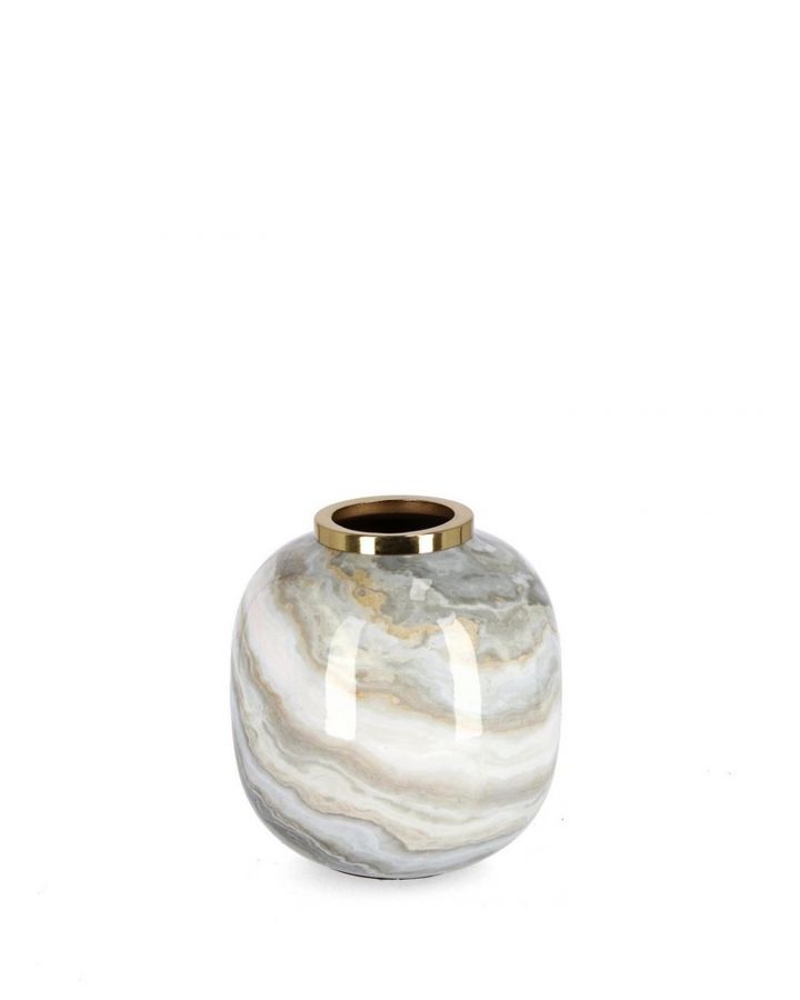 Vase Marsha Ro Bl Gris Or H17 Taille Ø17X17Hcm