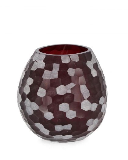 Vase Sampur Verre Bordeaux H19,5 Taille Ø20,5X19,5Hcm