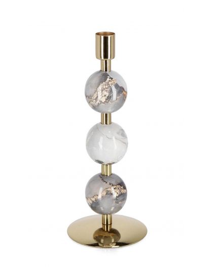 Chandelier Marsha 1F Gris Or H23 Taille Ø10X23Hcm