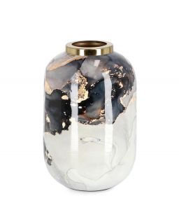 Vase Marsha Gris Or H25 Taille Ø17X25Hcm