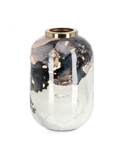 Vase Marsha Gris Or H25 Taille Ø17X25Hcm