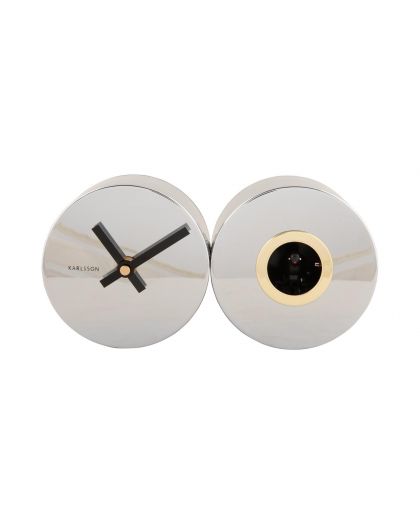 Wall Clock Duo Cuckoo Chrome Plated