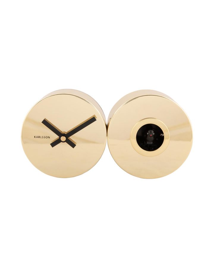 Wall Clock Duo Cuckoo Gold Plated