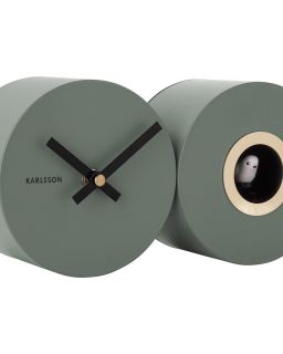 Wall Clock Duo Cuckoo Matt Jungle Green