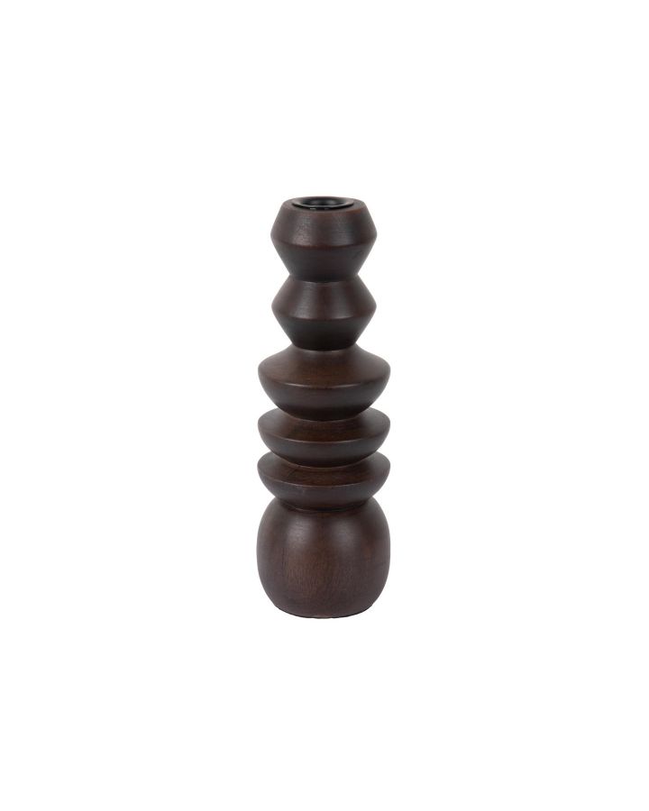 Candle Holder Formado Large Mango Wood Walnut Lacquer