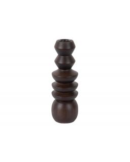 Candle Holder Formado Large Mango Wood Walnut Lacquer
