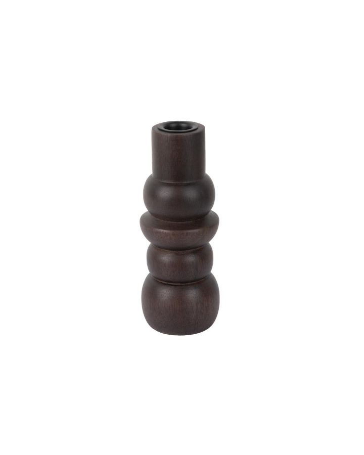 Candle Holder Formado Small Mango Wood Walnut Lacquer