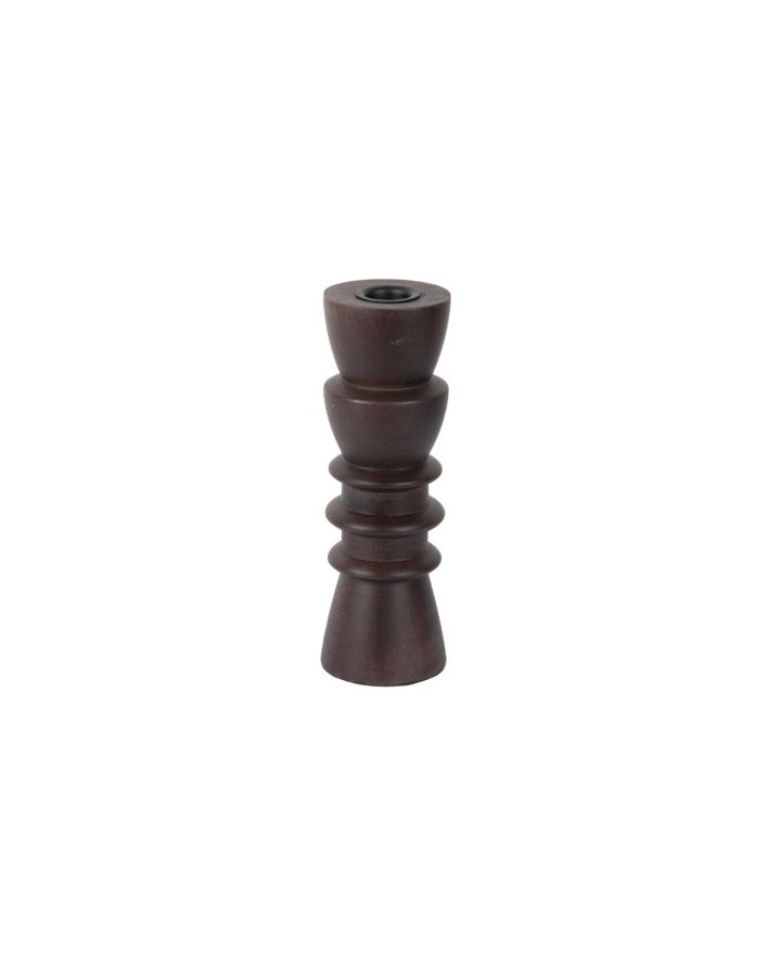 Candle Holder Formado Medium Mango Wood Walnut Lacquered