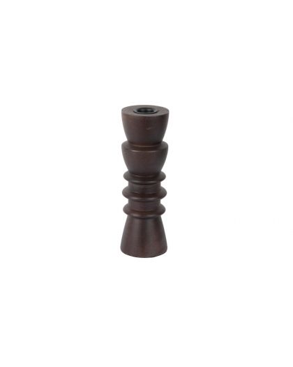 Candle Holder Formado Medium Mango Wood Walnut Lacquered