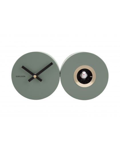 Wall Clock Duo Cuckoo Matt Jungle Green