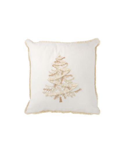 Coussin Arbre Textile Blanc/Or ,45x45x12cm