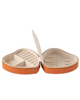 Boite A Bijoux Coeur Cuir Artificiel Cognac ,16x15x7cm