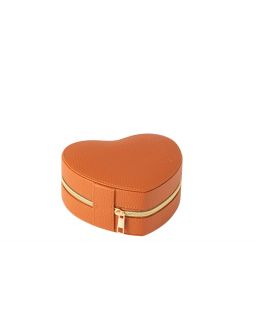 Boite A Bijoux Coeur Cuir Artificiel Cognac ,16x15x7cm