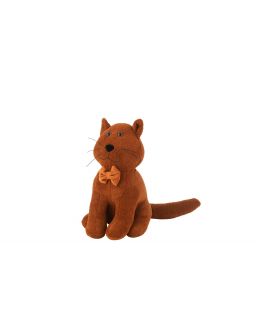 Cale-Porte Chat Noeud Papillon Bouclé Cognac ,36x16x27cm