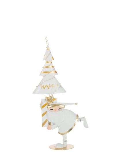 Père Noël Led Arbre Fer Doré/Blanc Small ,36x10,5x66cm