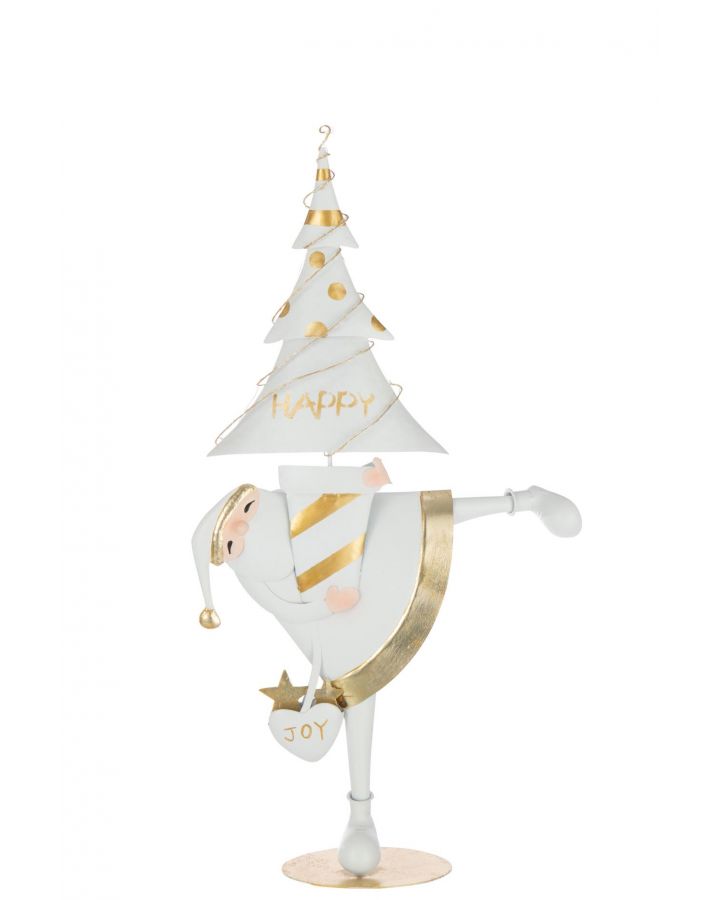 Père Noël Led Arbre Fer Doré/Blanc Large ,40,5x12x77,5cm