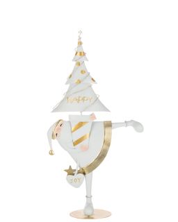 Père Noël Led Arbre Fer Doré/Blanc Large ,40,5x12x77,5cm