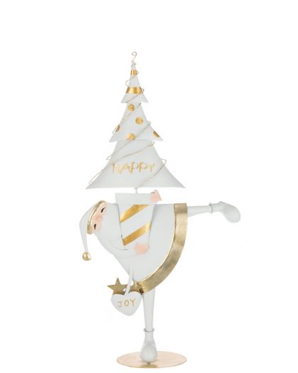 Père Noël Led Arbre Fer Doré/Blanc Large ,40,5x12x77,5cm