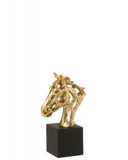 Cheval Sur BasePolyrésine Doré/Noir Small ,16x9,5x26,5cm