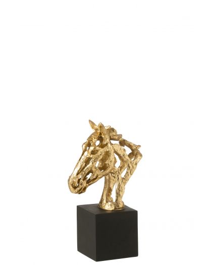 Cheval Sur BasePolyrésine Doré/Noir Small ,16x9,5x26,5cm