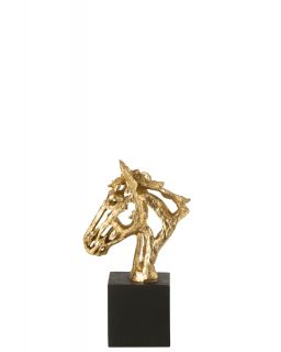 Cheval Sur BasePolyrésine Doré/Noir Small ,16x9,5x26,5cm