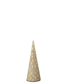 Cône Fer/Perles Blanc/Dor Taille S ,9x9x25cm