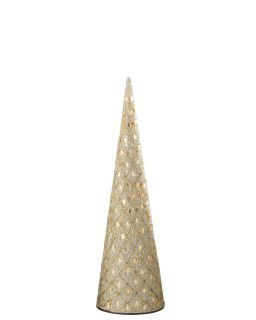 Cône Fer/Perles Blanc/Dor Taille M ,12x12x38cm