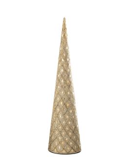Cône Fer/Perles Blanc/Dor Taille L ,12x12x45cm