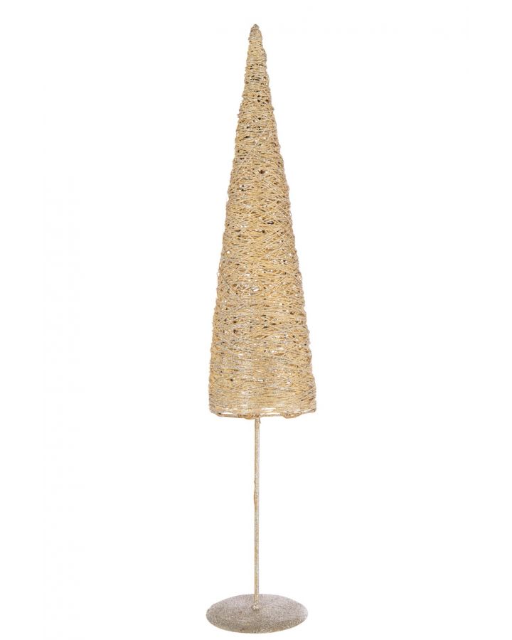 Sapin De Noël Sur Base Métal/Papier Doré Large ,15x15x85cm